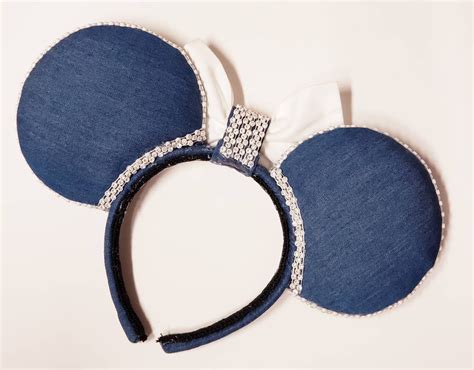 Denim And Rhinestones Ears Minnie Mouse Ears Mickey Ears Etsy