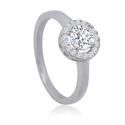 White CZ Halo Engagement Ring Wholesale JR Fashion Accessories