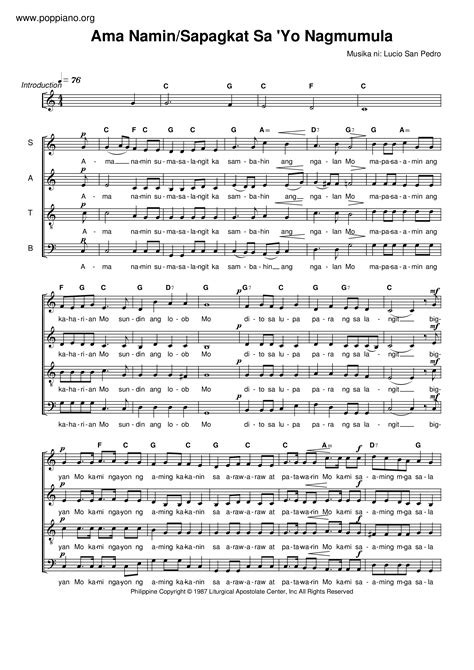 Lucio San Pedro Ama Namin Sheet Music Pdf Free Score Download ★