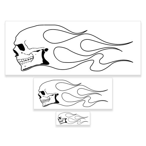 Custom Shop Airbrush Skull Fire Flame Stencil Set Skull Design In