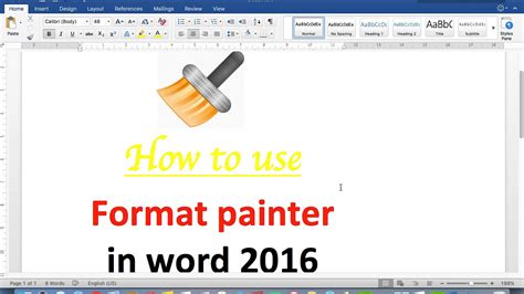 Format Painter In Ms Word Youtube