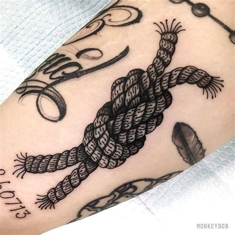 Blackwork Style Knotted Rope Tattoo Rope Tattoo Knot Tattoo Picture Tattoos