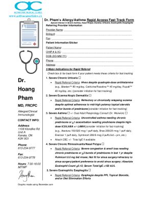 Fillable Online Dr Pham S Allergy Asthma Rapid Access Fast Track Form