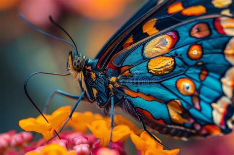 Beautiful Butterfly On Flower Petals In Colorful And Highly Detailed