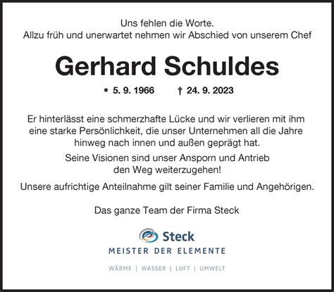 Traueranzeigen Von Gerhard Schuldes Augsburger Allgemeine Zeitung