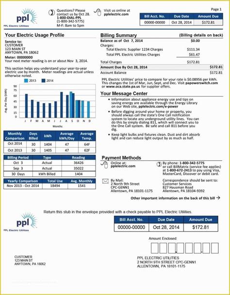 Fake Utility Bill Template Free