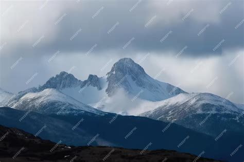 Premium Photo | Snowy mountain with snowy mountain with clouds