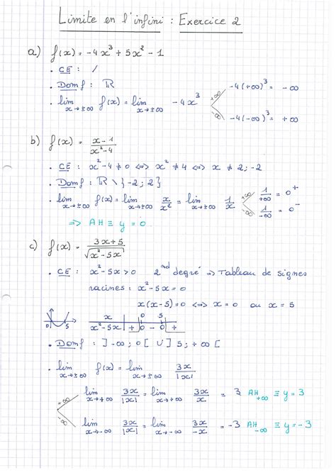 Solution Limites En L Infini Exercise Studypool