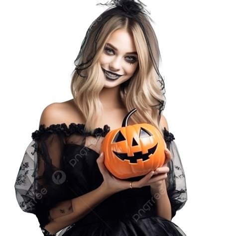 Chica Divertida Disfrazada De Halloween Con Una Sonrisa Impresa En Una