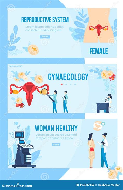 Woman Health Gynecology Vector Illustration Set Cartoon Flat