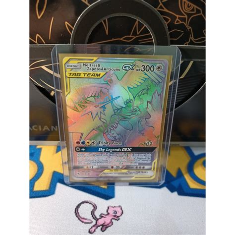 Pokemon Card Moltres Zapdos Articuno Gx Rainbow Secret Rare