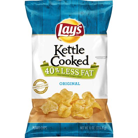 Lays 40 Less Fat Original Kettle Cooked Potato Chips 8 Oz Walmart