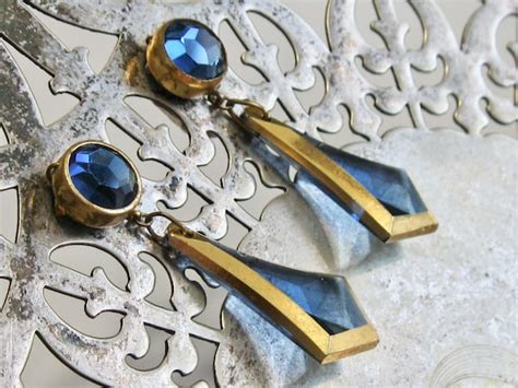 Vintage Fancy Vogue Jlry Clip On Earrings Cornflower Blue Etsy UK