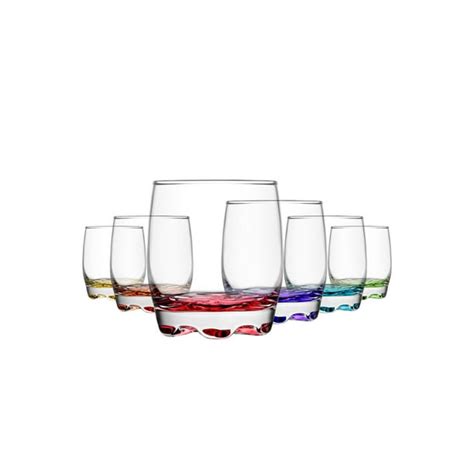 Lav Drinking Glasses Set Of 6 Colored Glass Tumblers For Water 975