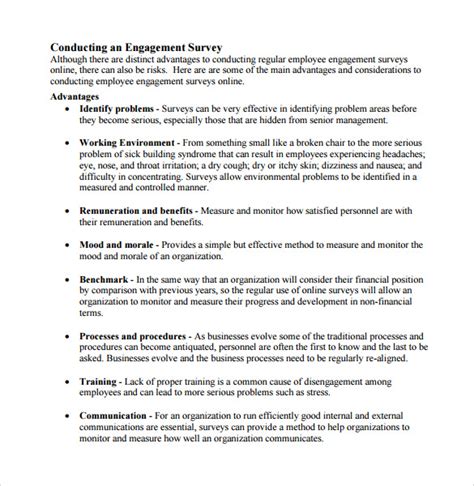 FREE 11+ Sample Employment Engagement Survey Templates in PDF