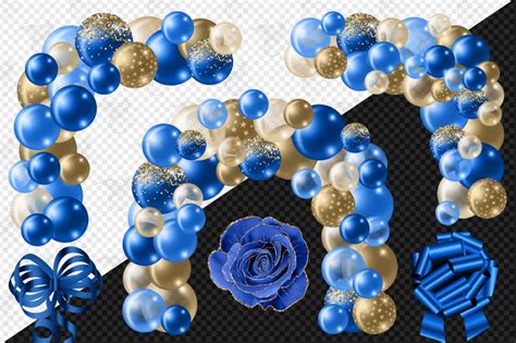 Royal Blue And Gold Balloon Arch Clipart Balloon Png Digital Etsy