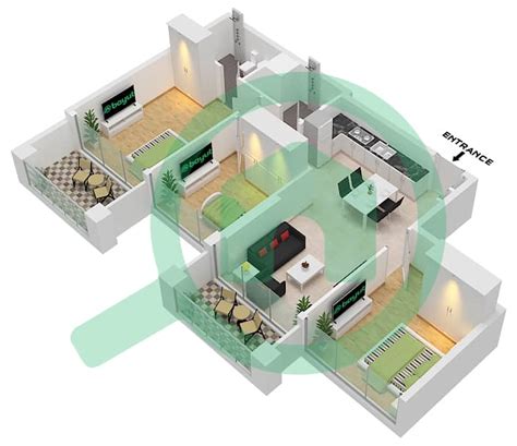 Floor Plans For Type B Floor Bedroom Apartments In Azizi