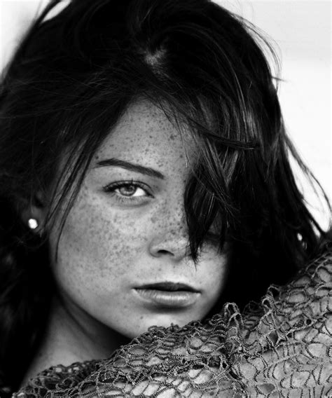 Wallpaper Face Women Long Hair Black Hair Freckles Nose Person Head Supermodel Girl