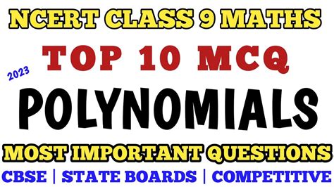 Best Mcq Chapter 2 Polynomials Ncert Class 9 Maths Class 9 Polynomials Class 9 Maths