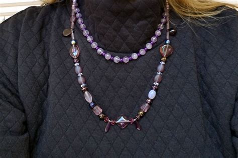 Purple Czech Glass Bead Necklace Purple Glass Bead Necklace Purple