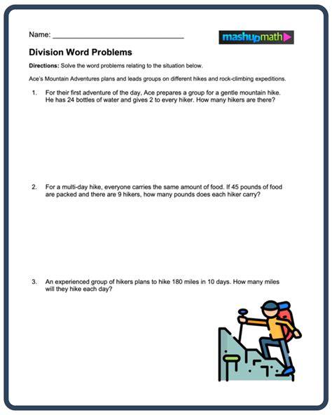 Division Word Problems—free Worksheets For Grades 3 5 — Mashup Math