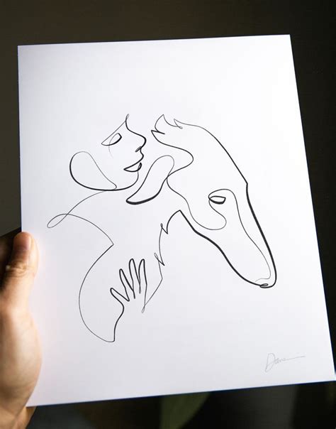 Borzoi Russian Wolfhound Hunting Dog Art Print Hound Dog Single Line