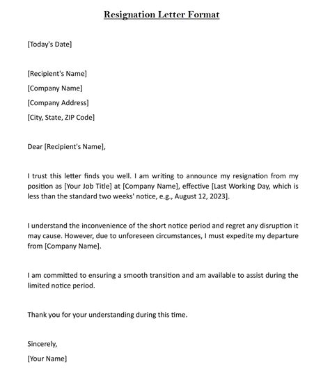 Resignation Letter Format For Employee (Download in Word)