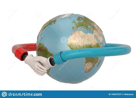 Apret N De Manos Alrededor Del Globo En El Fondo Blanco Ilustraci N 3D