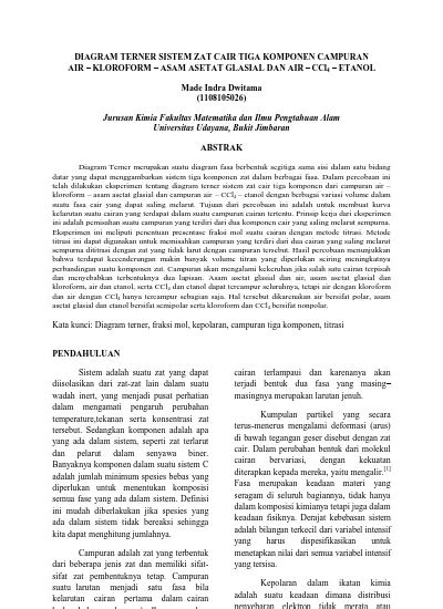 Diagram Terner Sistem Zat Cair Tiga Komponen Campuran