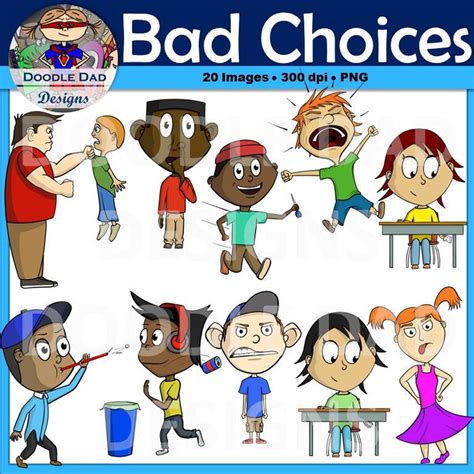 bad choices clip art behavior negative rules counseling etsy