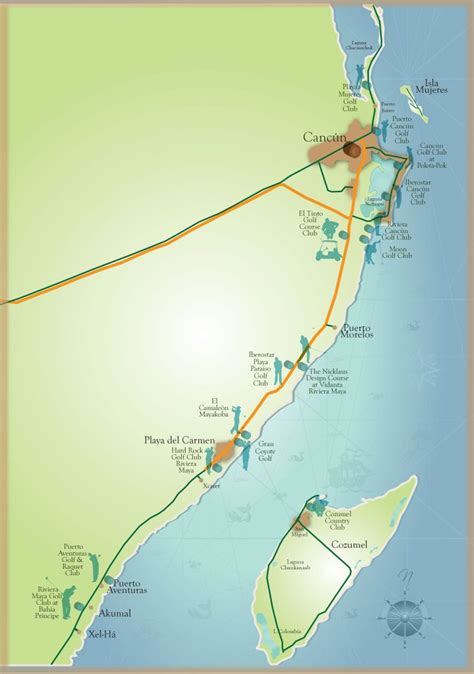 Mapa De Campos De Golf Del Caribe Mexicano Destinos M Xico