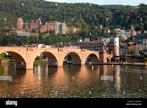 The Heidelberg Castle The Old Bridge And Neckar River In Heidelberg