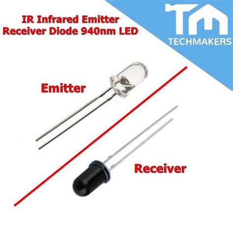 5mm IR Infrared Emitter Receiver Diode 940nm 940 LED Techmakers