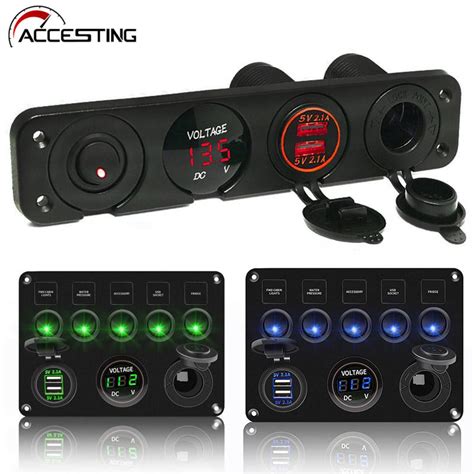 Led Rocker Switch Painel Digital Volt Metro Dupla Porta Usb V