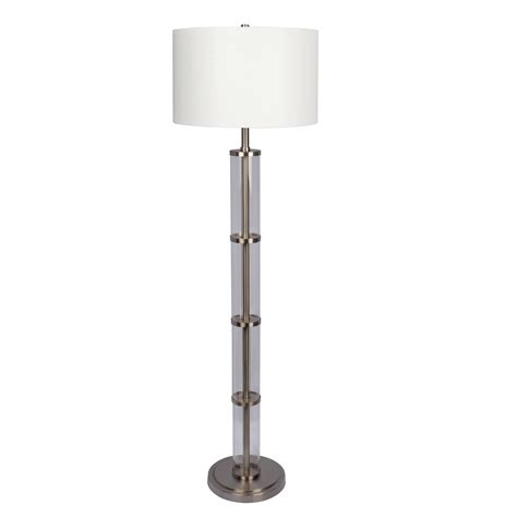 Nimbus Brushed Nickel Floor Lamp With 3 Way Rotary Switch Clear Glass Body Metal Base Mid In