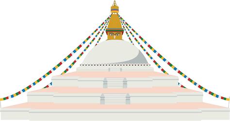 Boudhanath Stupa Kathmandu Nepal Isolated On White Background Vector