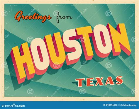 Greetings From Houston Texas Usa Wish You Were Here Stock