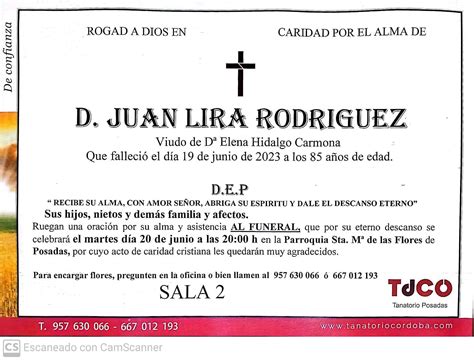 ESQUELAS JUAN LIRA RODRÍGUEZ Ayuntamiento de Posadas