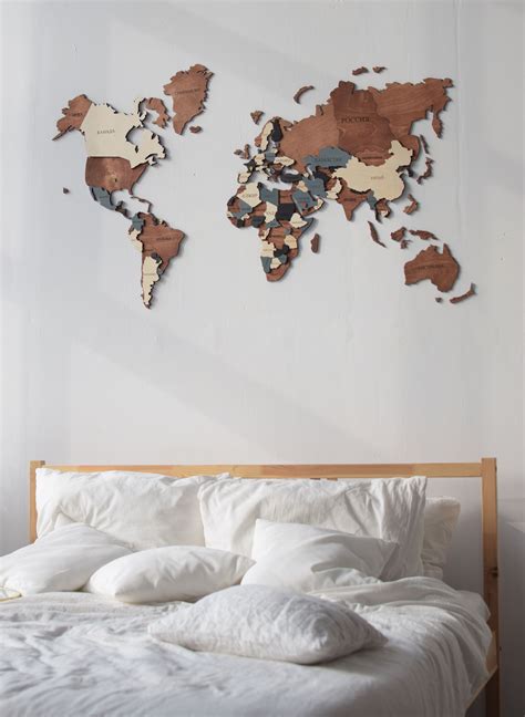 World Map Wall Art By Woodpecstudio Travel Push Pin Maps For Wall