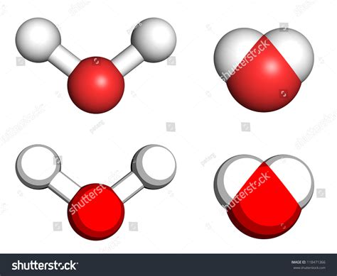 Water Molecules Ball And Stick And Space Filling Molecular Models