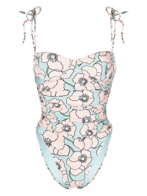 Agua By Agua Bendita Floral Print Sweetheart Swimsuit Farfetch