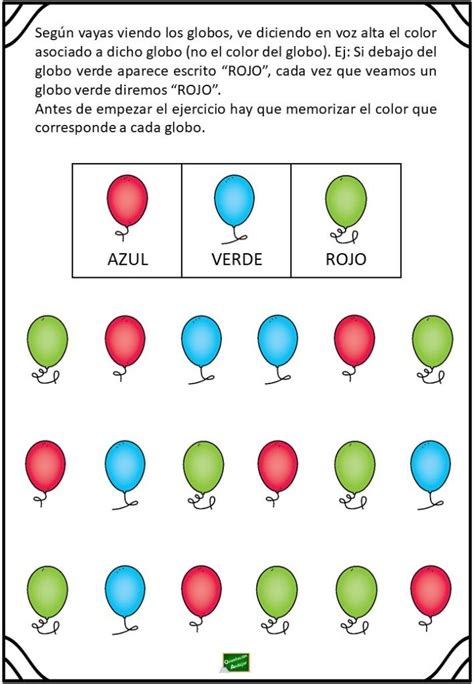 Ejercicio De Atención Basado En El Efecto Stroop Orientacion Andujar Efecto Stroop