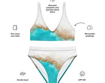 Ethnic Striped Recycled High Waisted Bikini Bottom Etsy