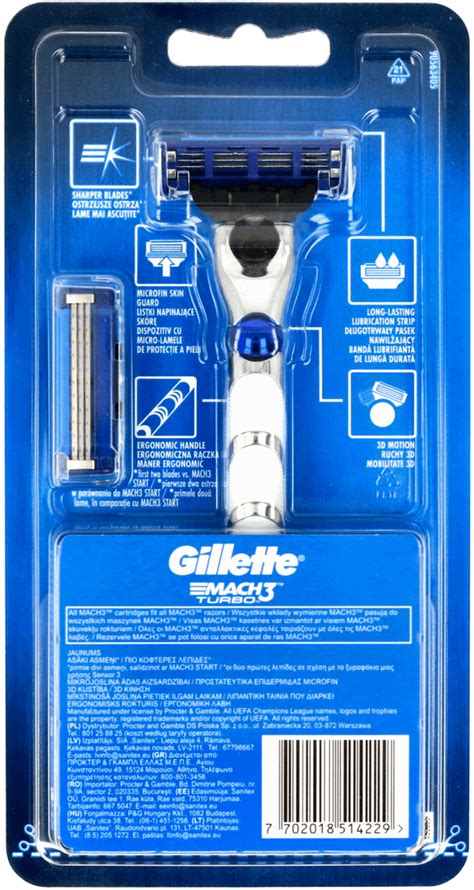 GILLETTE Mach 3 turbo maszynka do golenia 2 wymienne wkłady 1 szt