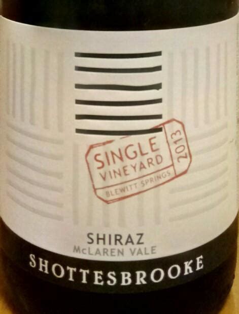 2013 Shottesbrooke Shiraz Single Vineyard Blewitt Springs McLaren Vale