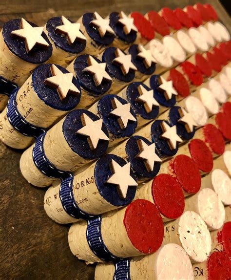 WINE CORK FLAG American U S Natural Corks Red White Blue W Etsy