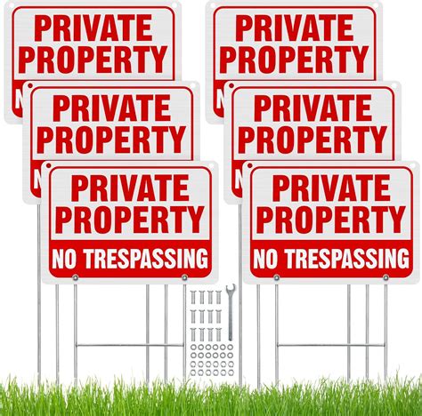 Zonon 6 Pack Metal No Trespassing Sign 12 X 8 Inch Private