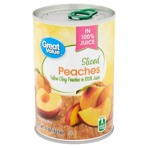 Great Value Sliced Peaches In 100 Juice 15 Oz