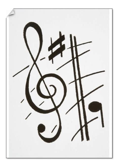 Prints Of Treble Clef Sharp Sign And Musical Note On Stave Close Up