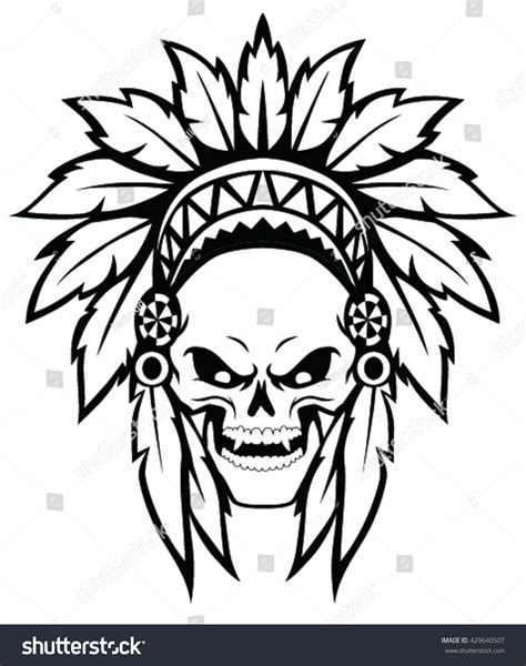 Skull Indian Headdress Clip Art